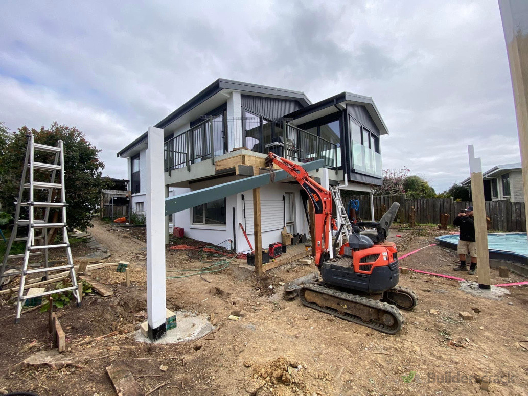 During support beams going up