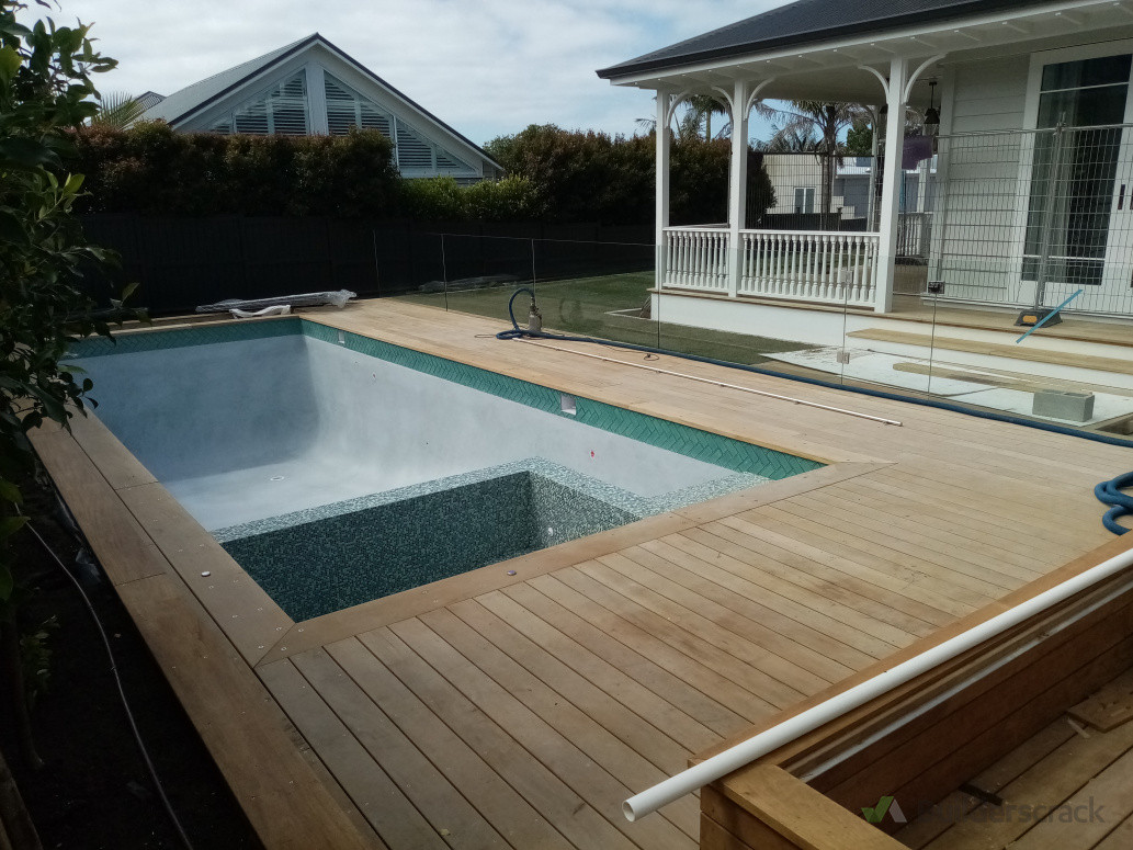 Kwila decking, wrap around pool etc
