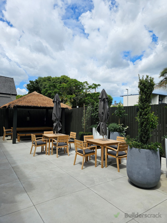 outdoor space renovation - new concrete floor and fencing