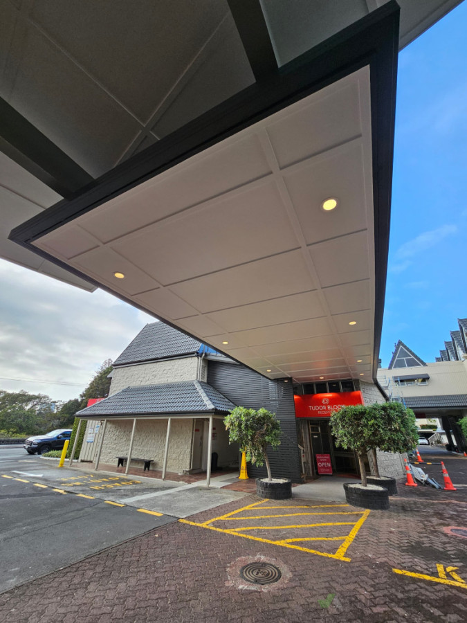 newly constructed overhanging large outdoor ceiling