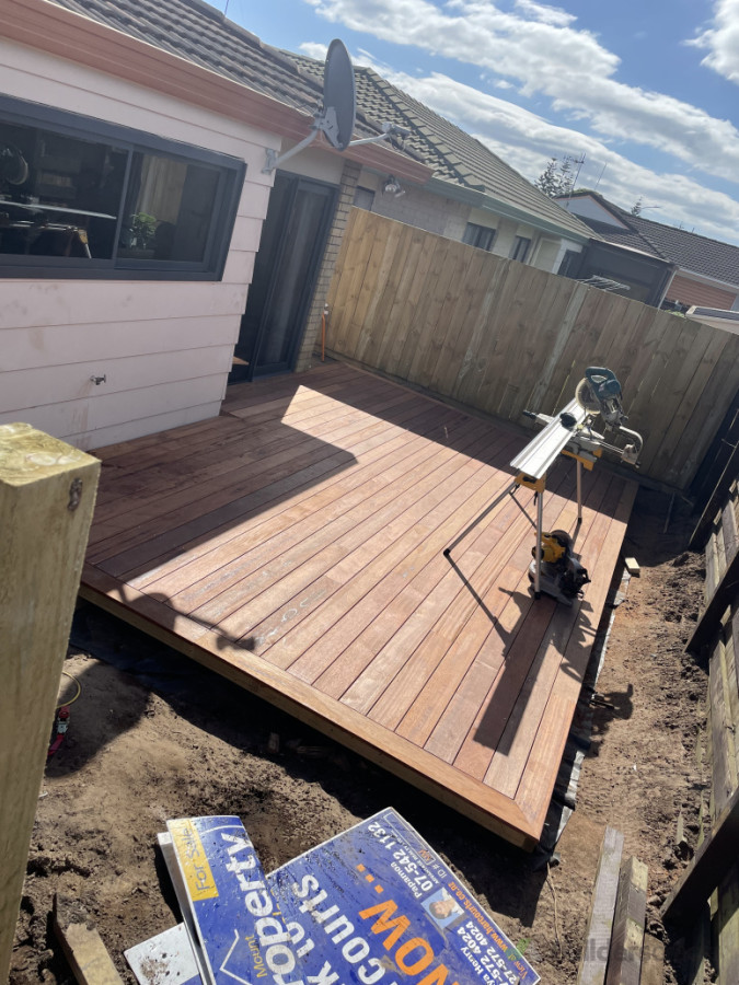 Private deck job in Mount Maunganui. Making a private outdoor area for a young family to entertain.