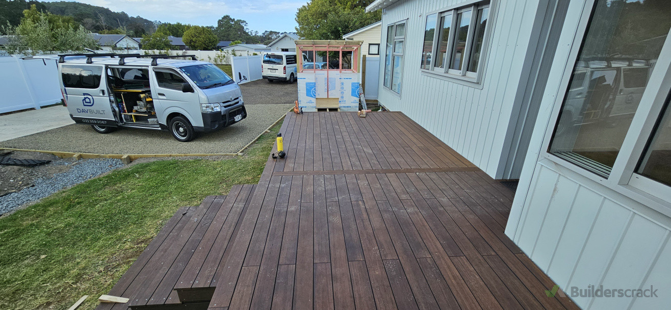 Freshly laid bamboo decking
