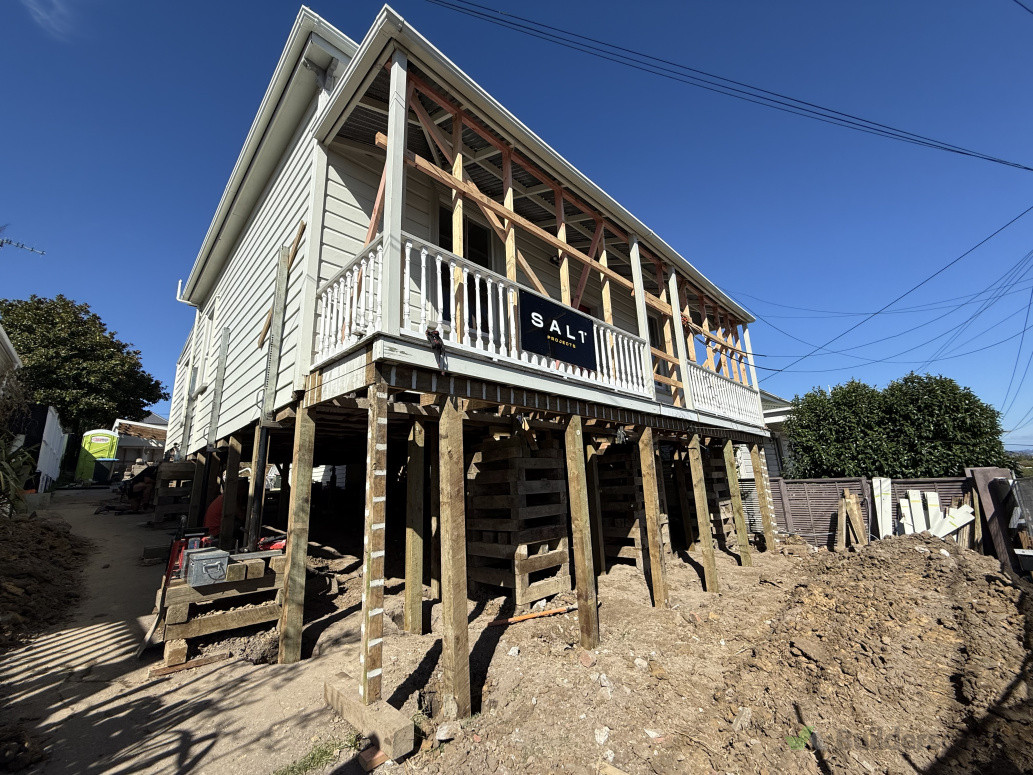 Pile holes drilled and setup