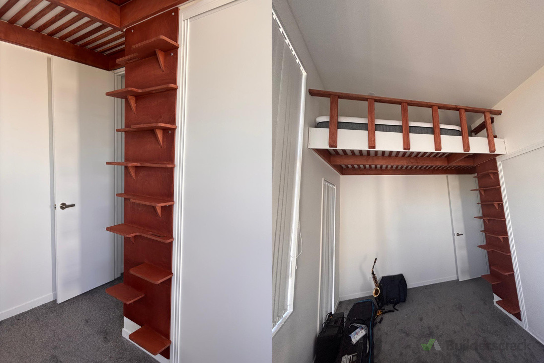 Loft bed in high roof home