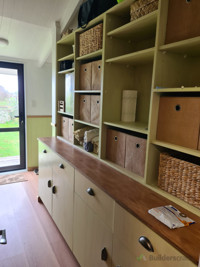 Laundry reno, with custom cabinets