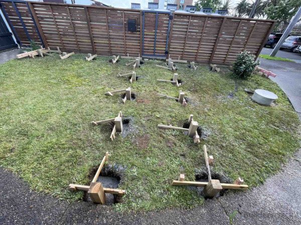 Path footings concreted in