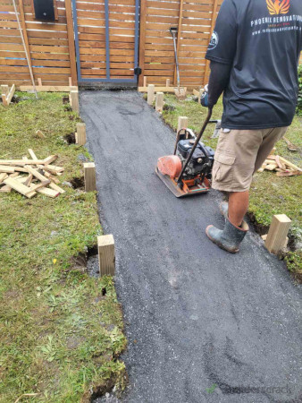 Path base layer laid and compacted