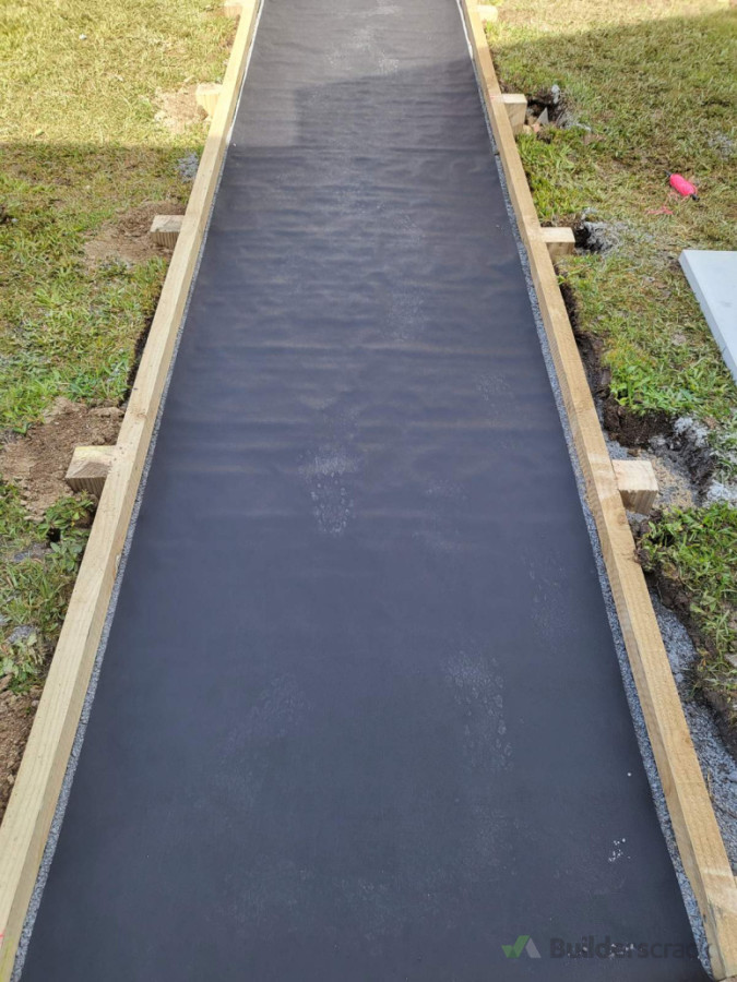Weed mat for the path laid