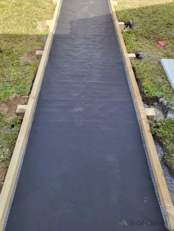 Weed mat for the path laid