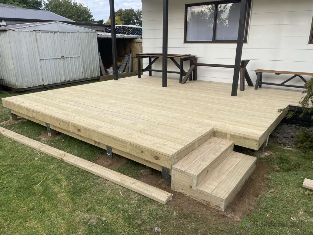 Front view of the deck extension