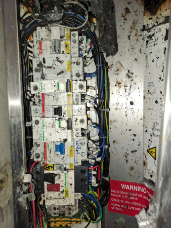 Burned out parts and wiring