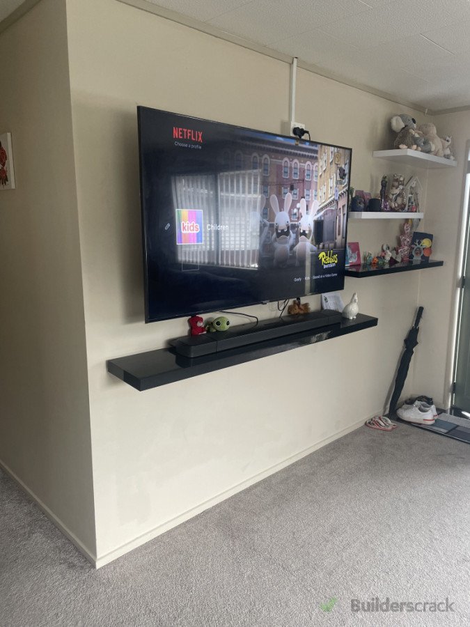 Media wall upgrade with LED STRIP running behind TV