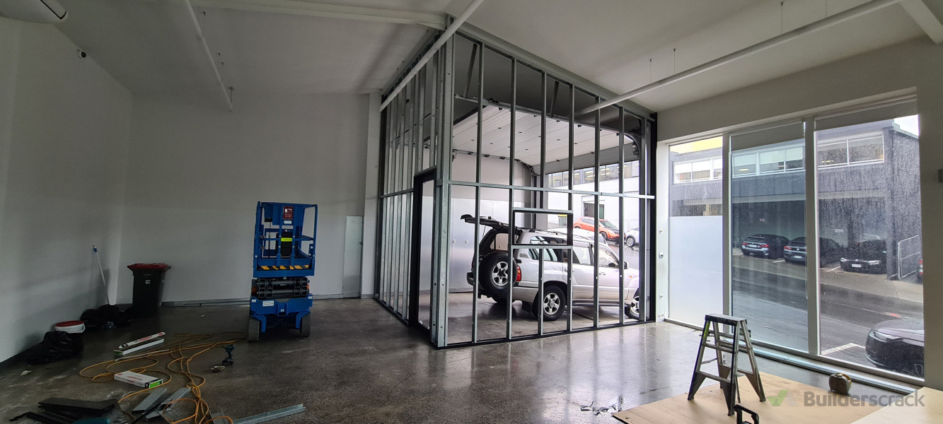 Steell stud wall and custom made glazing