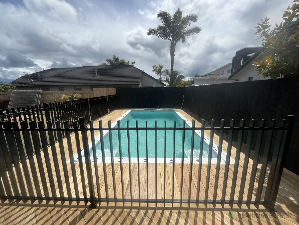 Garapa decking , timber paling fence and pool fencing