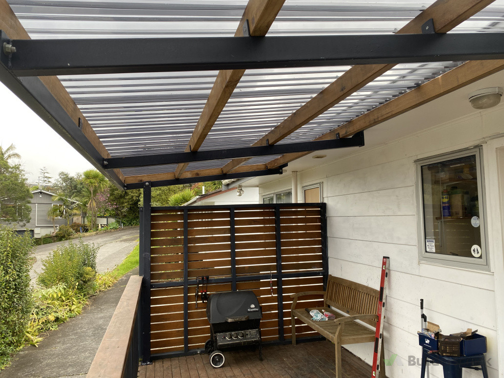 Underneath of pergola build.