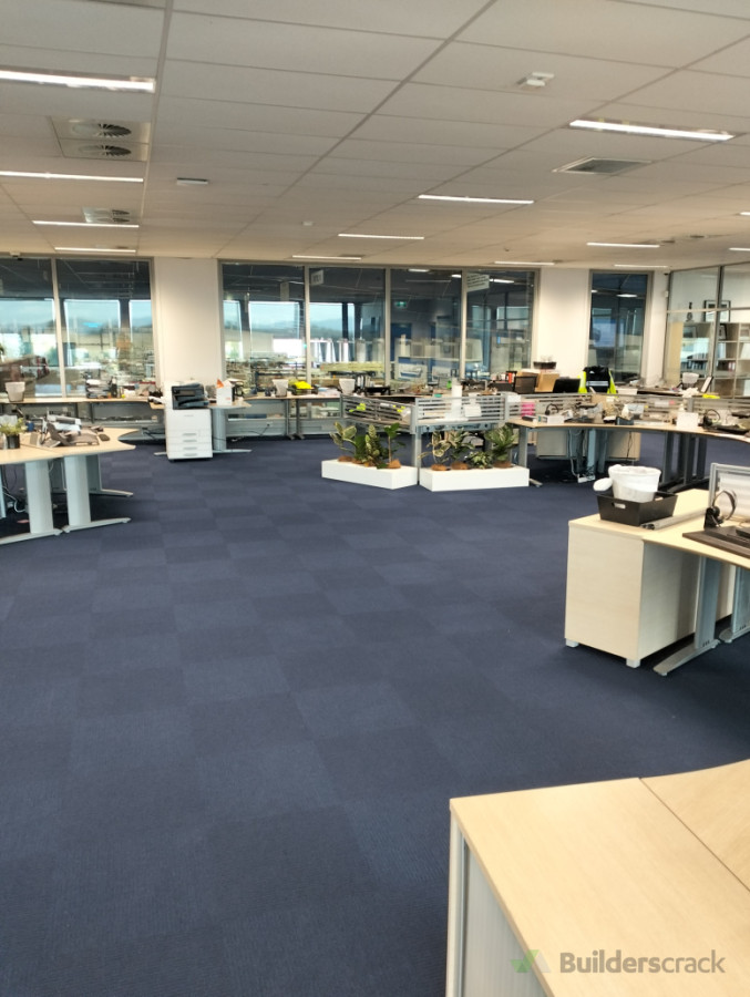 800m2 uplift existing direct stick carpet prep and install new inzide carpet tiles for mainfreight in a occupied officea