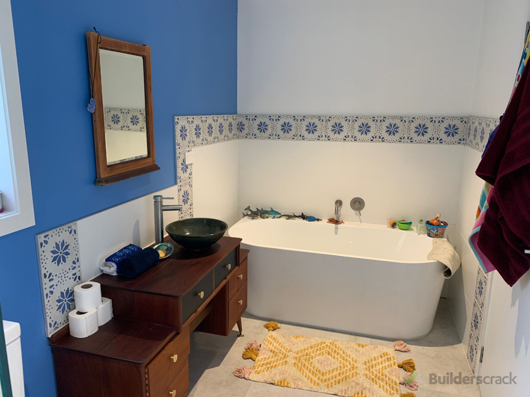 Tiling in and waterproofing in bathroom done by me