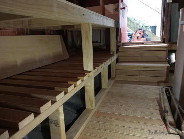 Storage space underneath the bench