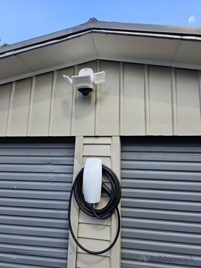Tesla charger and camera lighting system installed