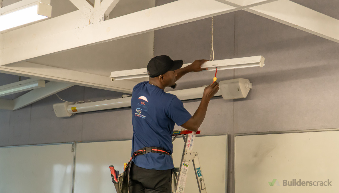 Commercial  maintenance. Fixing lights