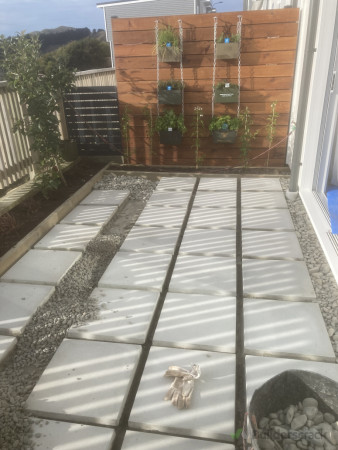 paved area with stones for drainage