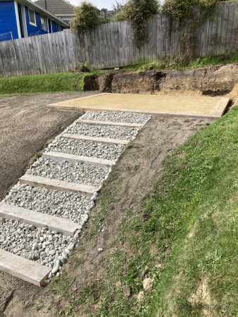 Mac steps with river stone
