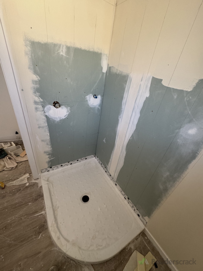 Bathroom renovation with new gibs , shower box, floor,toilet and painting