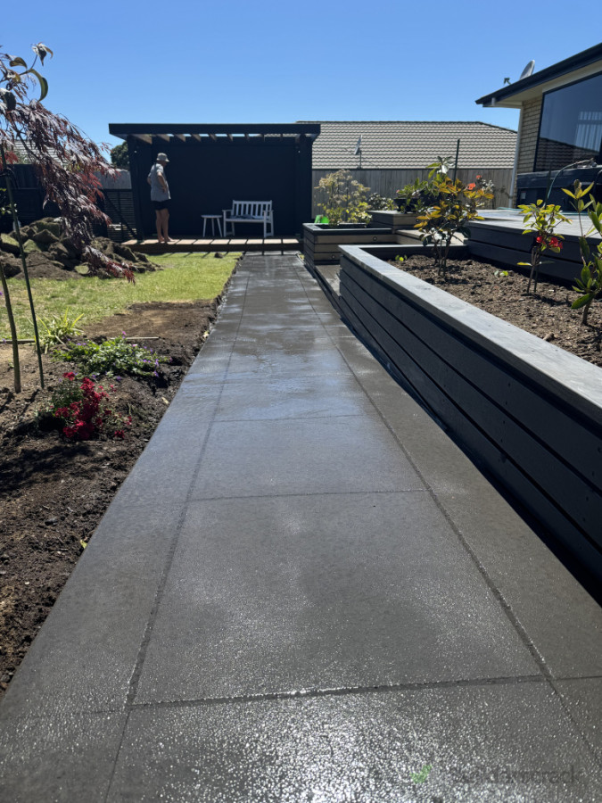 Scribed concrete path