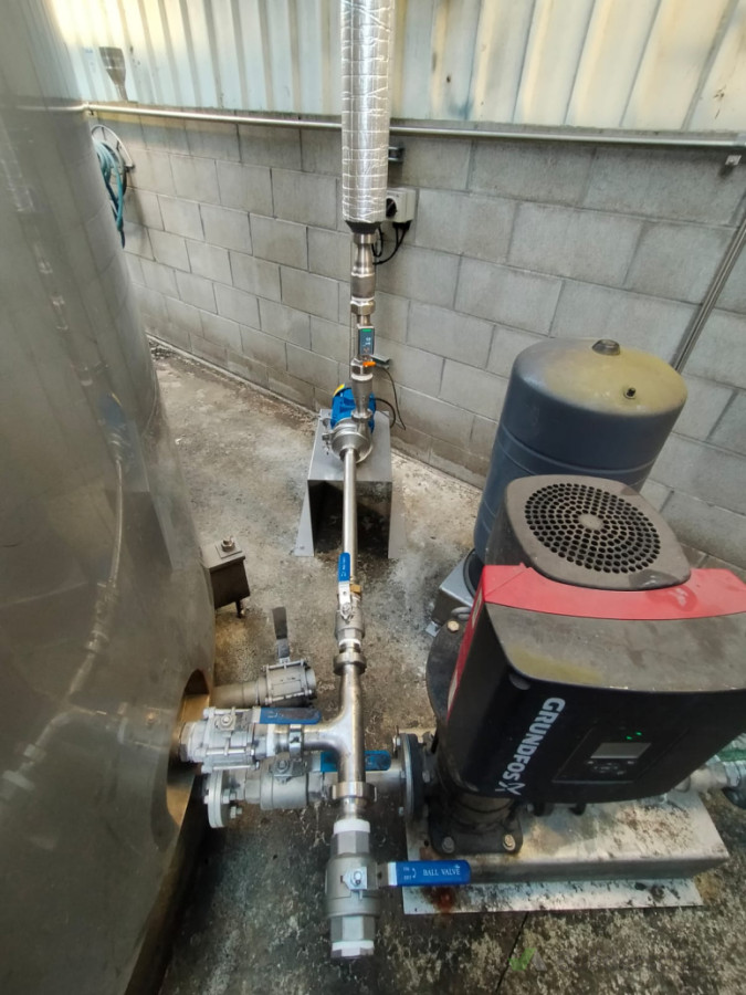 Installation of new pump and running of new stainless steel hot water line with insulation.