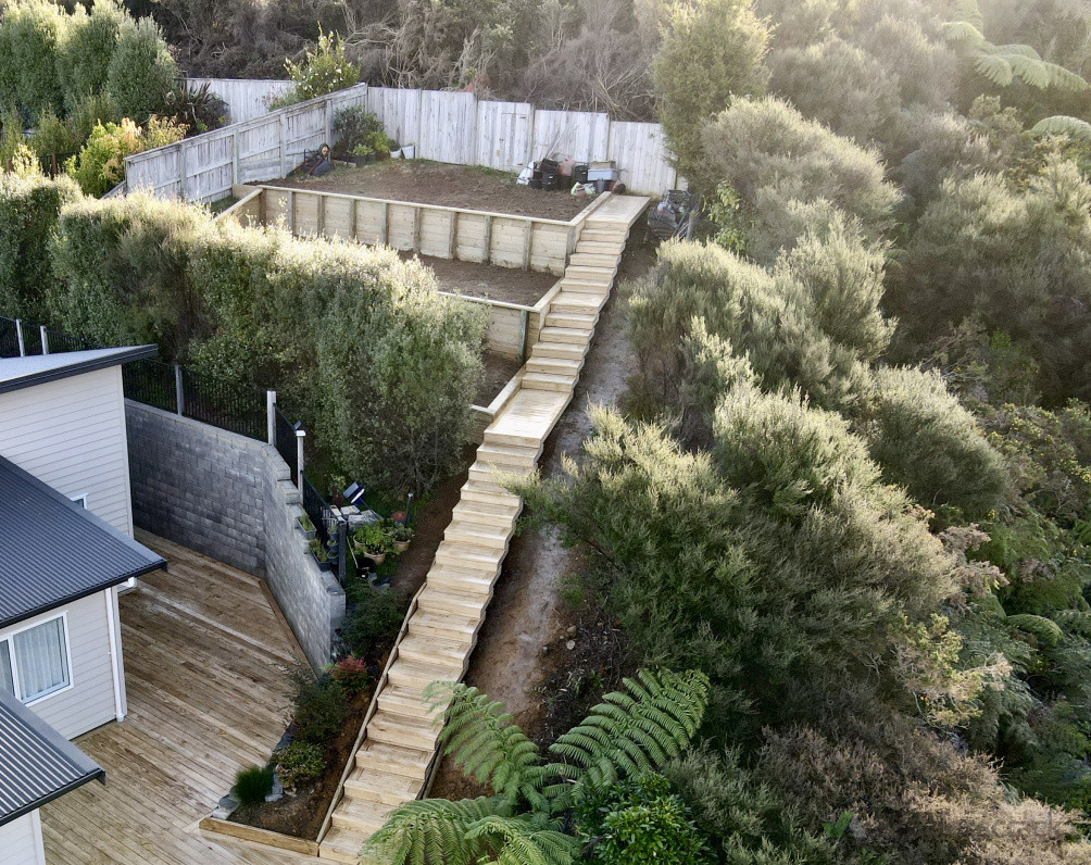 New decking around house, access stairs and landings