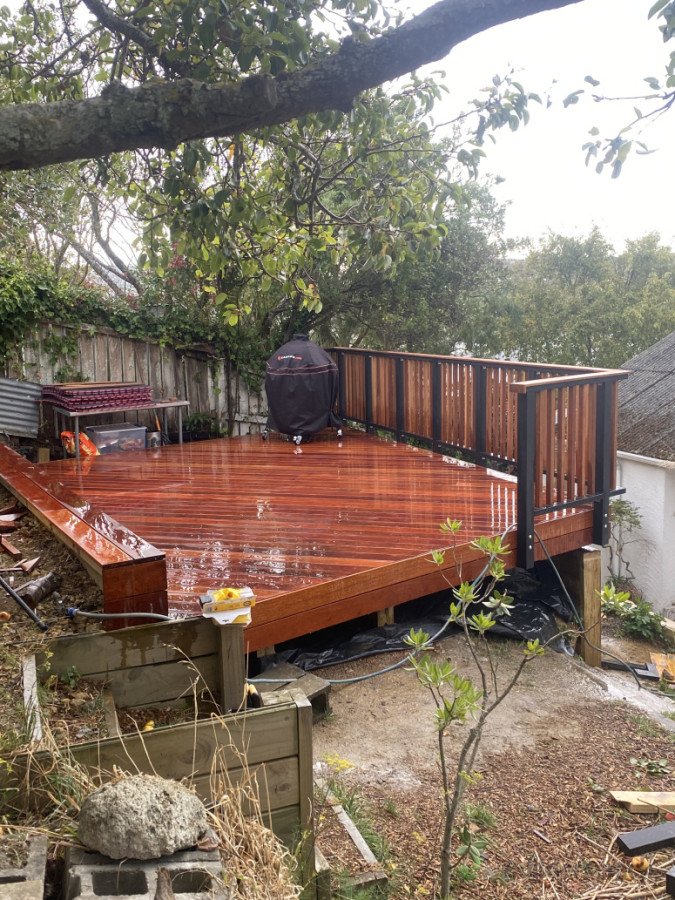 Kwila deck with a funky design