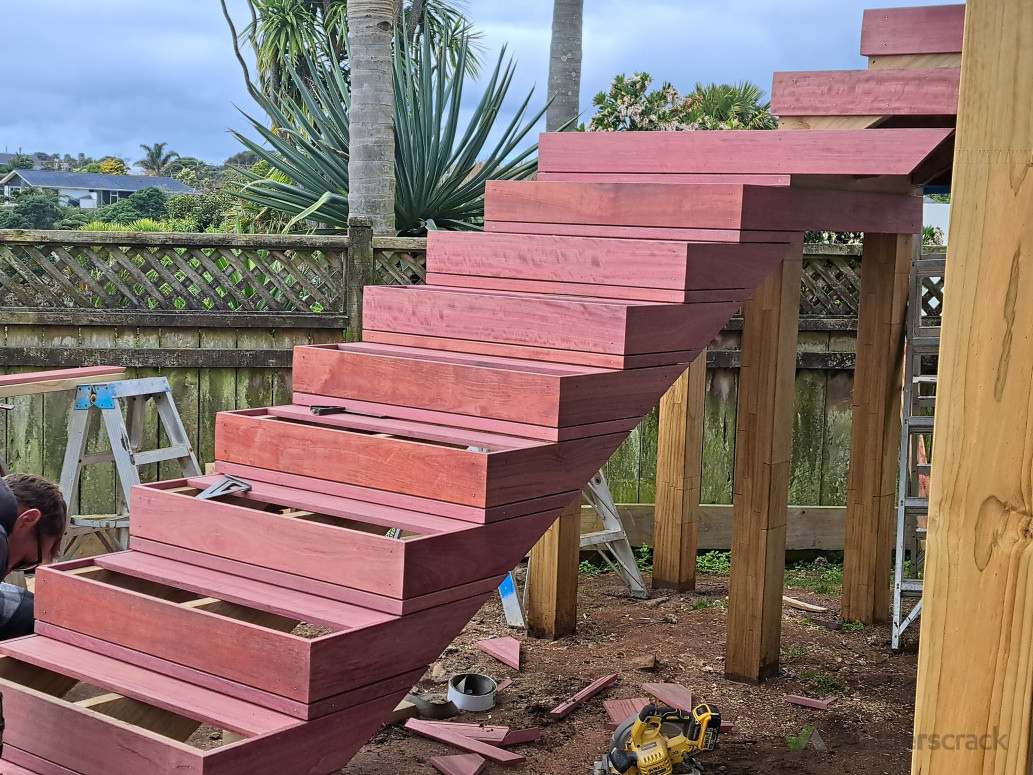 New Stairs in Purple heart hardwood decking