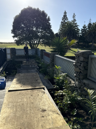 Plywood on the deck to avoid any damage