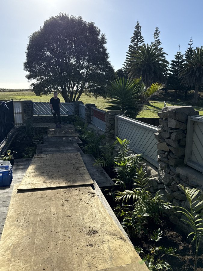 Plywood on the deck to avoid any damage