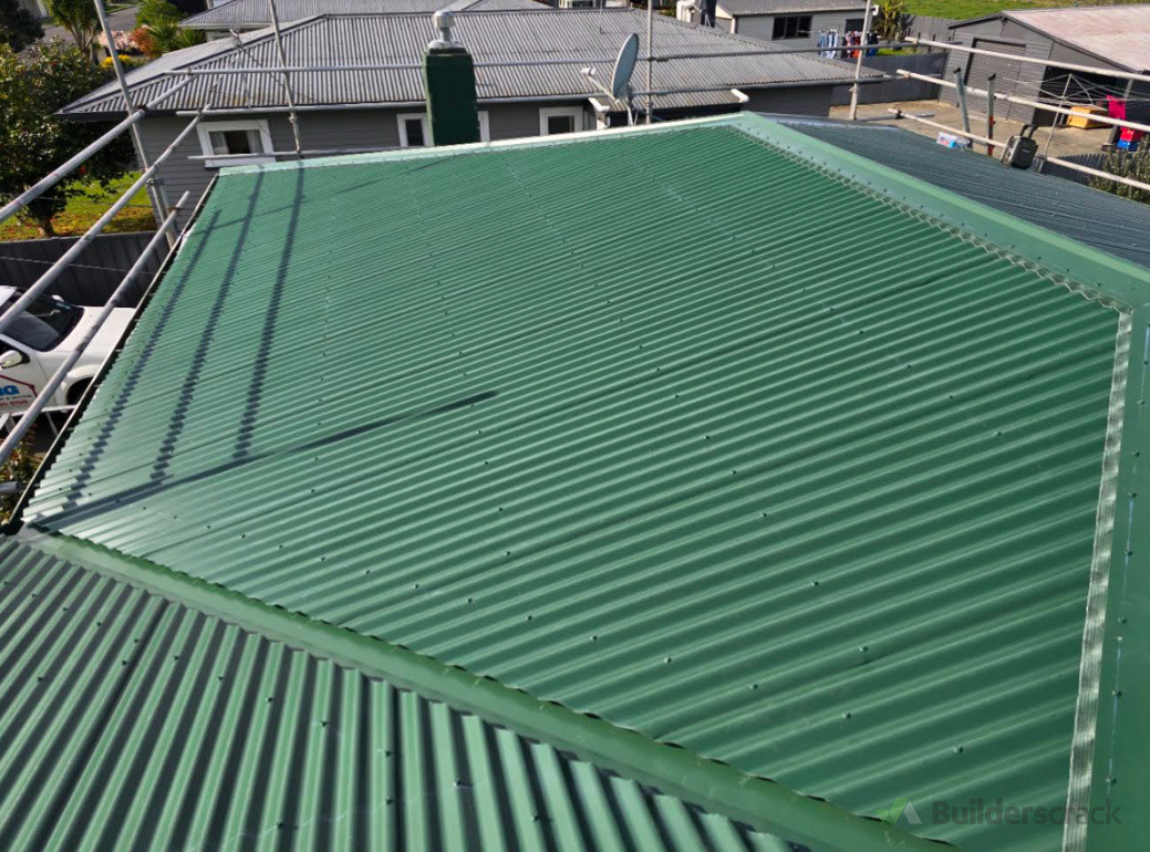 "Re-roof completed in Colorsteel Corro – combining durability with a modern, clean finish."