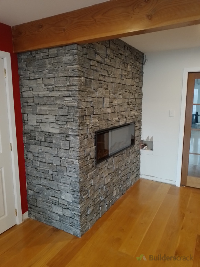 Stone indoor fireplace