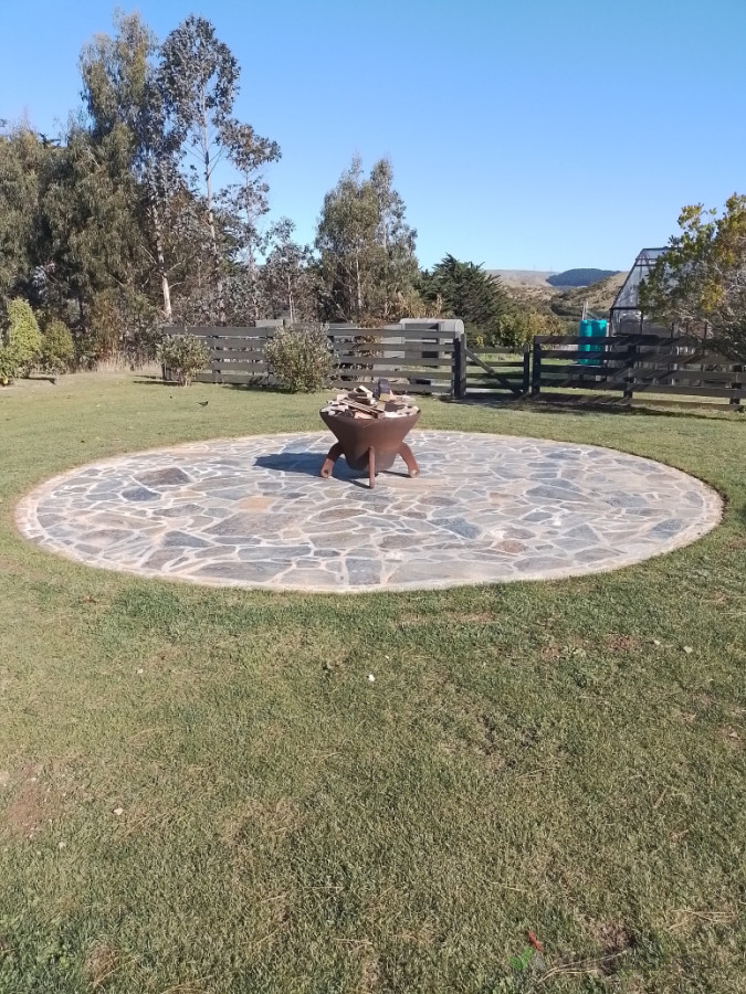 Schist paving for fire pit