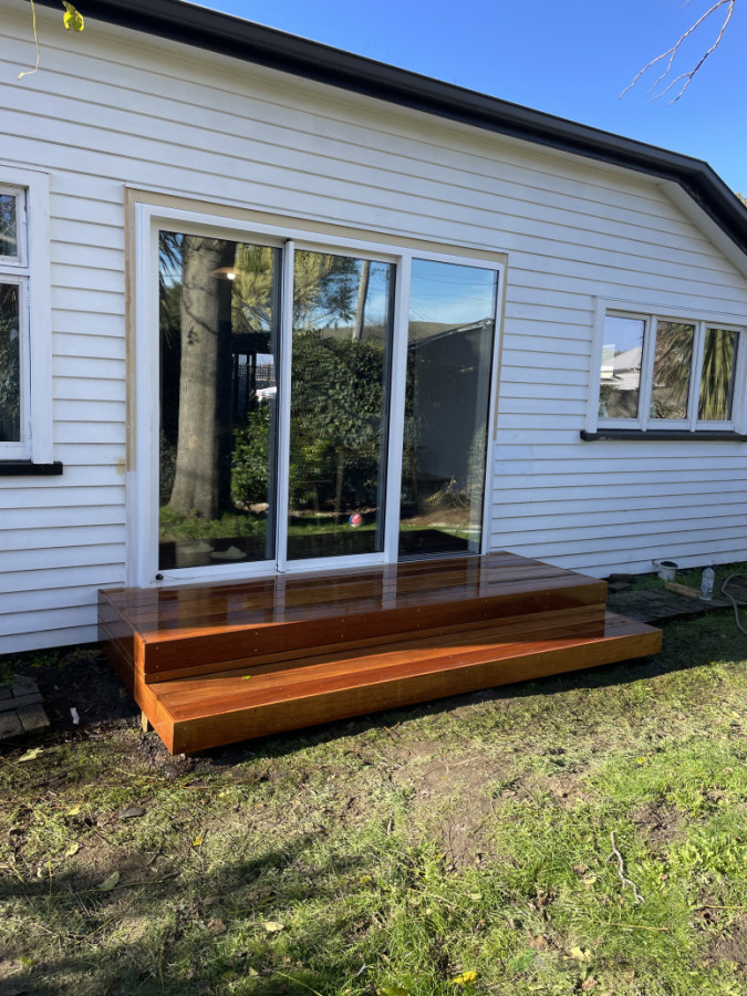 New sliding door and deck