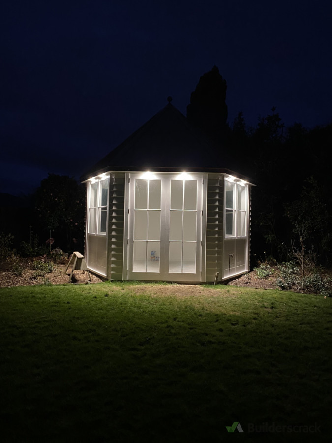 Lighting on garden house