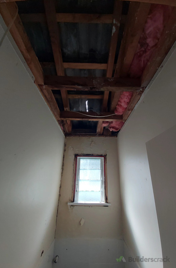 Leaking tile roof, frame, GIB, plaster, paint. Done.