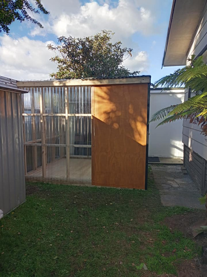 full enclosed deck with aluminium entrance door on the side