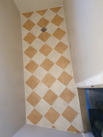 Shower base unusual tile and pattern