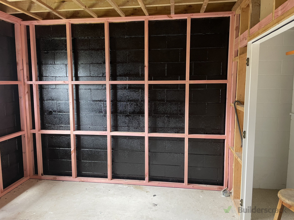 Re-framing of downstair block wall and moisture proofing