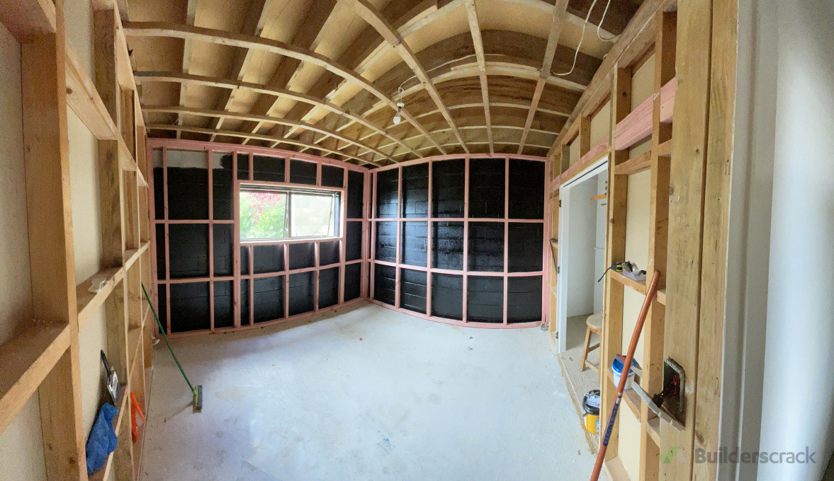 Re-framing damp area and making water tight and warm