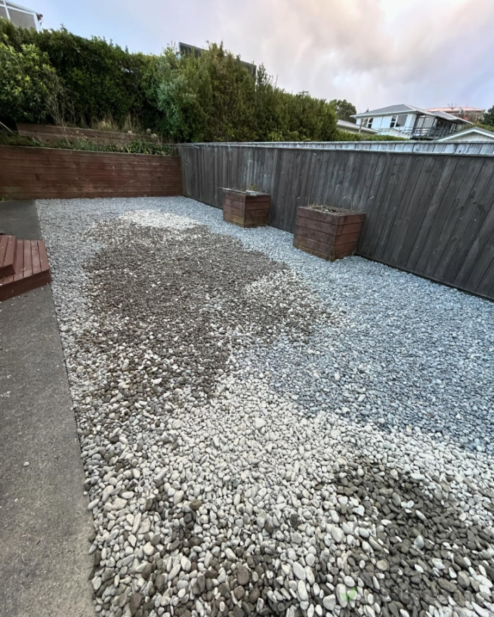 Topped off with washed river rock