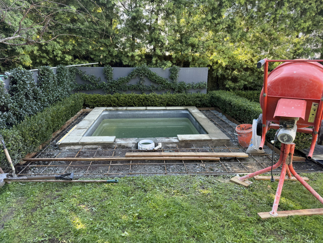 Reinforcing drilled to pool shell