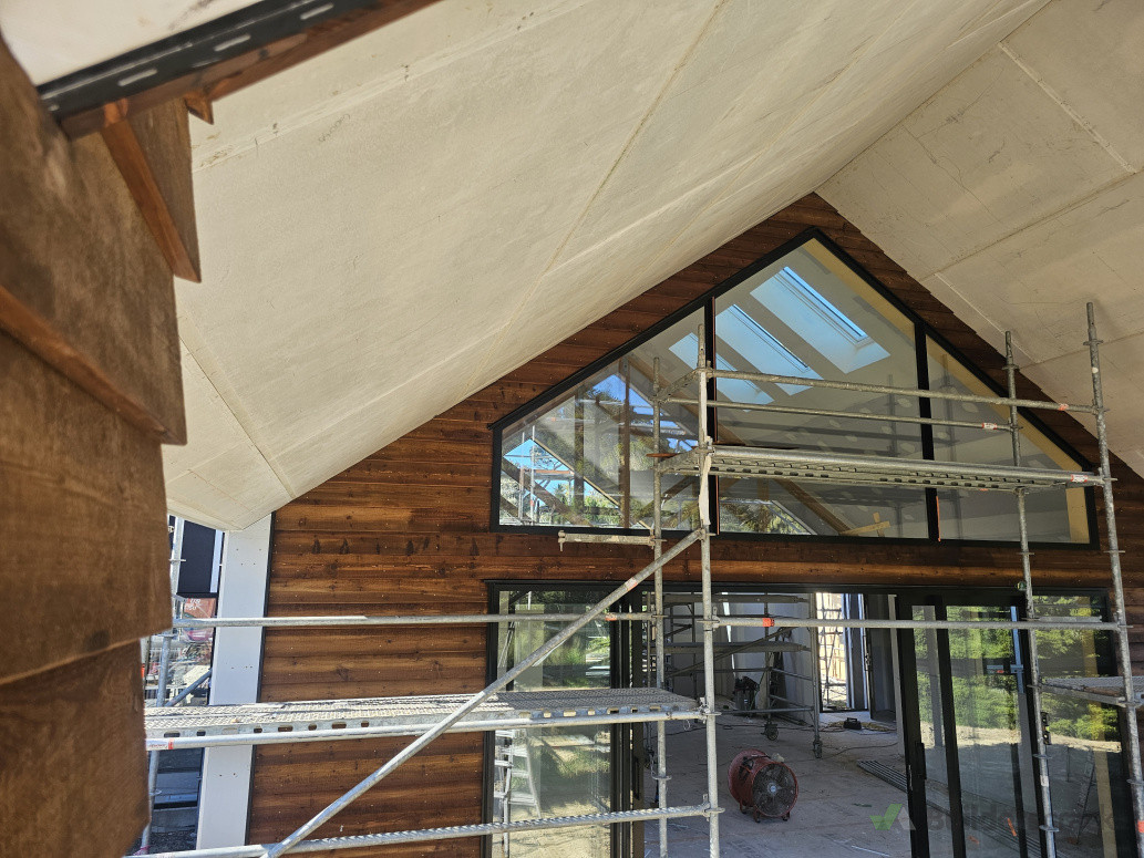 cedar weatherboards cut to soffit in an alfresco