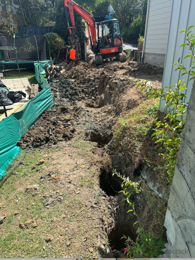 During retaining wall construction