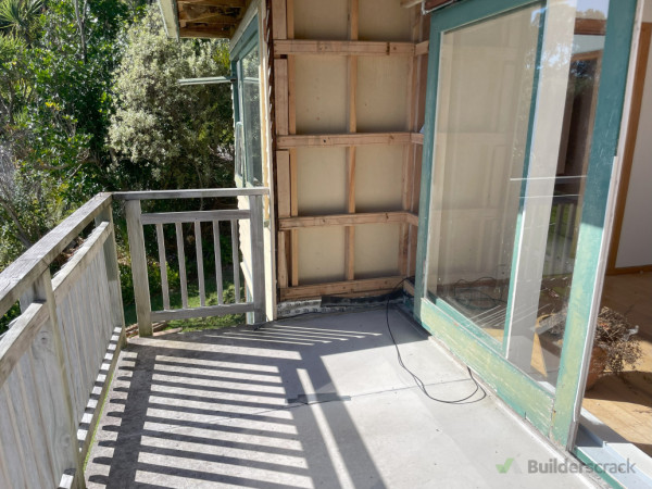 Wall caldding removed from level 1 Balcony wall