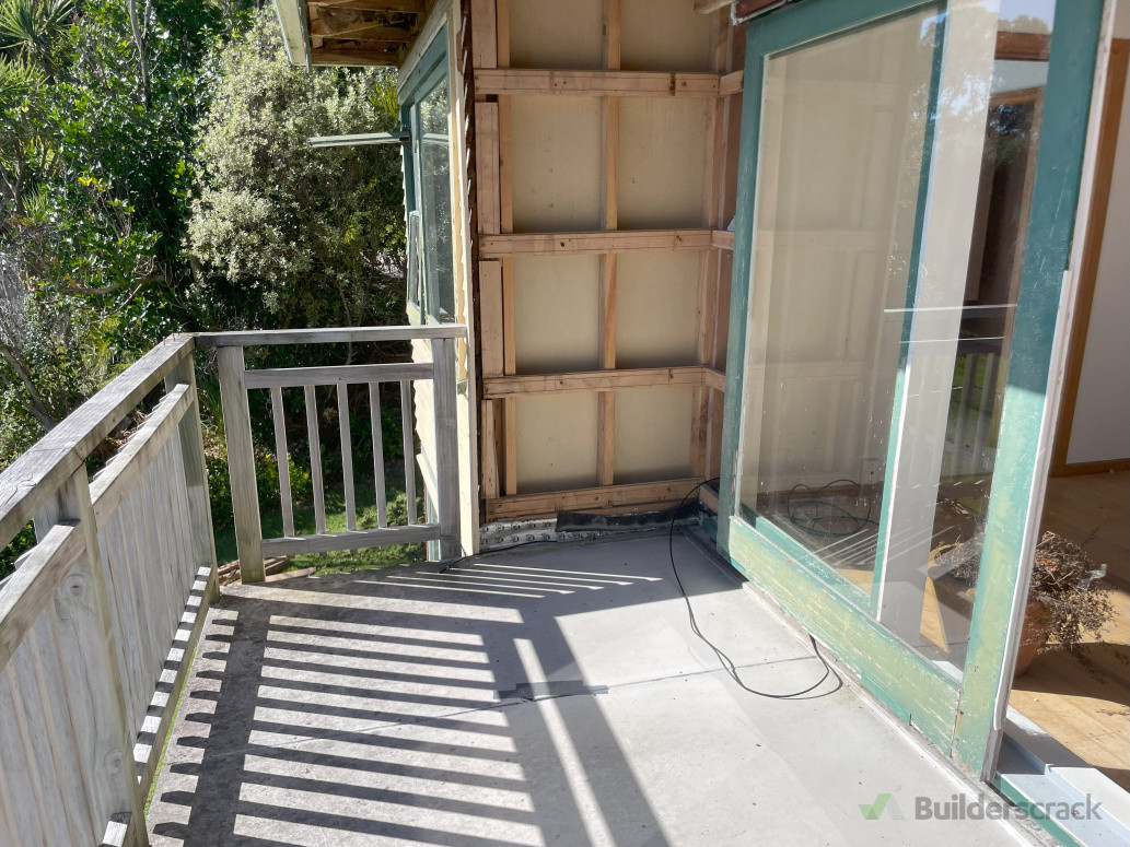 Wall caldding removed from level 1 Balcony wall